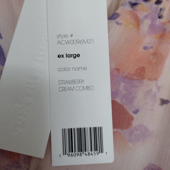 adyson parker XL Floral Tiered Puff Long Sleeve Strawberry Cream Dress - Picture 8 of 11